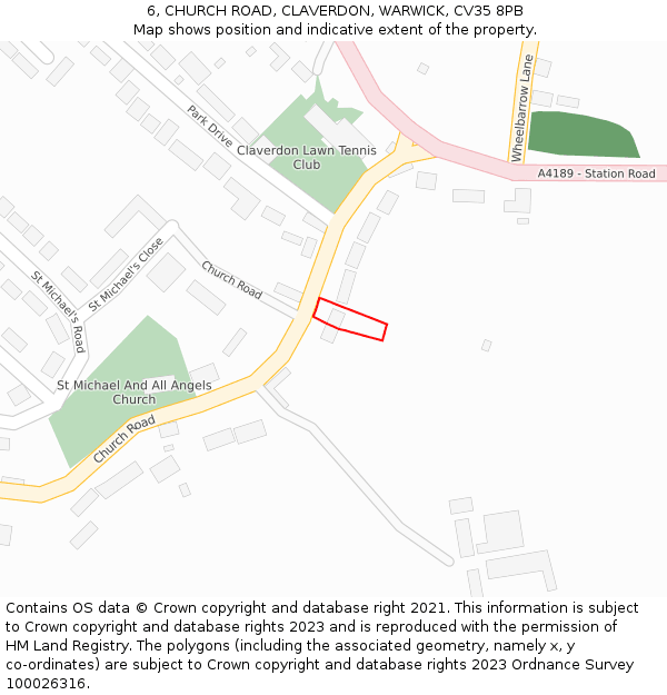 6, CHURCH ROAD, CLAVERDON, WARWICK, CV35 8PB: Location map and indicative extent of plot