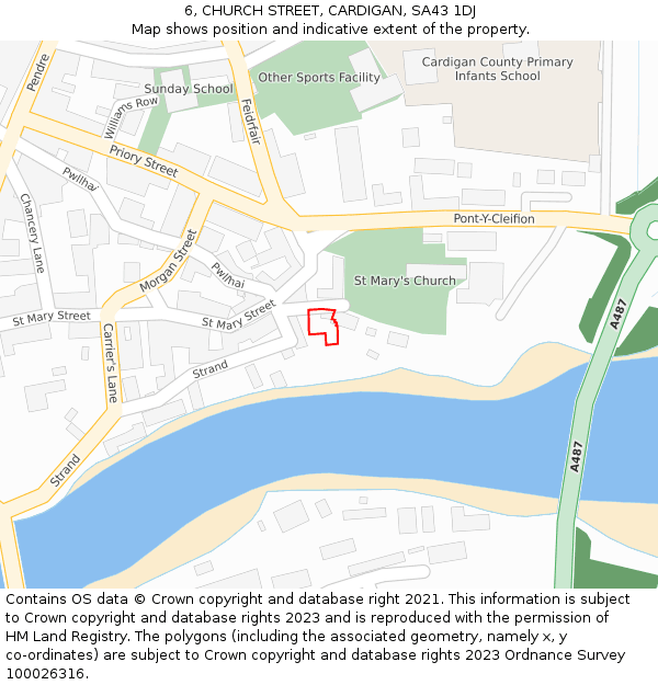 6, CHURCH STREET, CARDIGAN, SA43 1DJ: Location map and indicative extent of plot