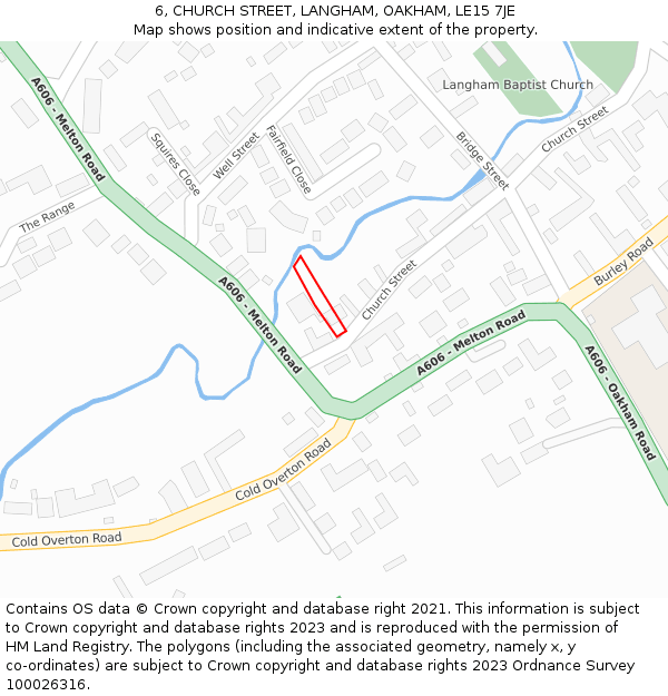 6, CHURCH STREET, LANGHAM, OAKHAM, LE15 7JE: Location map and indicative extent of plot