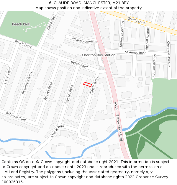 6, CLAUDE ROAD, MANCHESTER, M21 8BY: Location map and indicative extent of plot