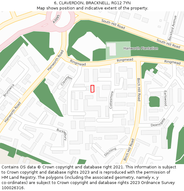 6, CLAVERDON, BRACKNELL, RG12 7YN: Location map and indicative extent of plot