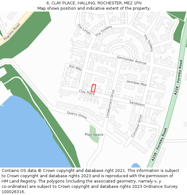 6, CLAY PLACE, HALLING, ROCHESTER, ME2 1FN: Location map and indicative extent of plot