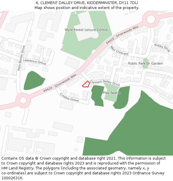 6, CLEMENT DALLEY DRIVE, KIDDERMINSTER, DY11 7DU: Location map and indicative extent of plot