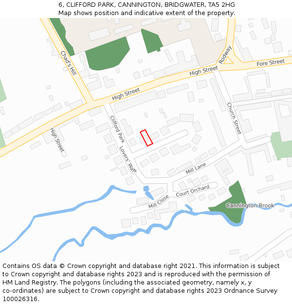 6, CLIFFORD PARK, CANNINGTON, BRIDGWATER, TA5 2HG: Location map and indicative extent of plot