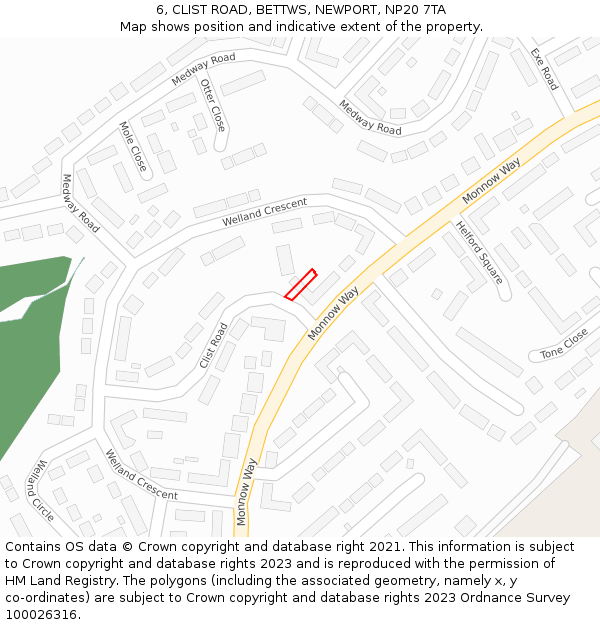 6, CLIST ROAD, BETTWS, NEWPORT, NP20 7TA: Location map and indicative extent of plot