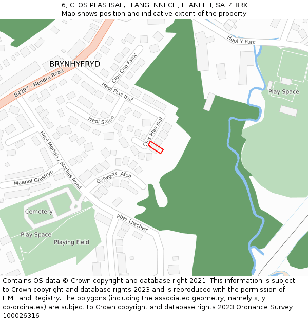 6, CLOS PLAS ISAF, LLANGENNECH, LLANELLI, SA14 8RX: Location map and indicative extent of plot