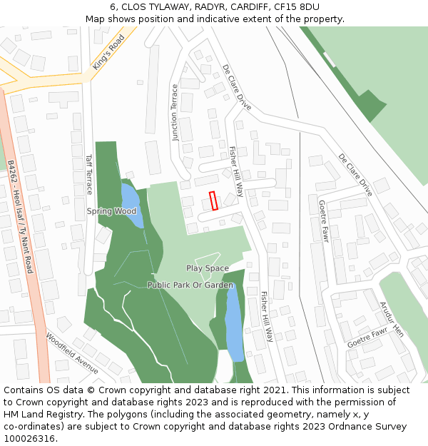 6, CLOS TYLAWAY, RADYR, CARDIFF, CF15 8DU: Location map and indicative extent of plot