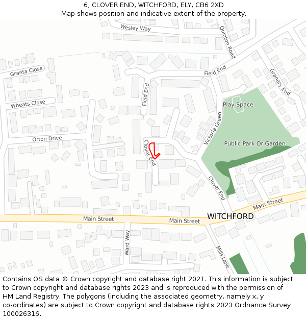 6, CLOVER END, WITCHFORD, ELY, CB6 2XD: Location map and indicative extent of plot