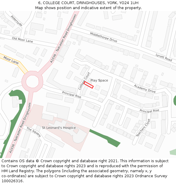 6, COLLEGE COURT, DRINGHOUSES, YORK, YO24 1UH: Location map and indicative extent of plot
