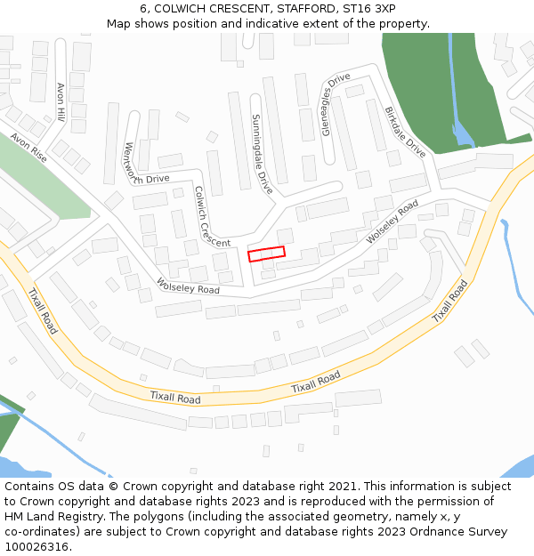 6, COLWICH CRESCENT, STAFFORD, ST16 3XP: Location map and indicative extent of plot