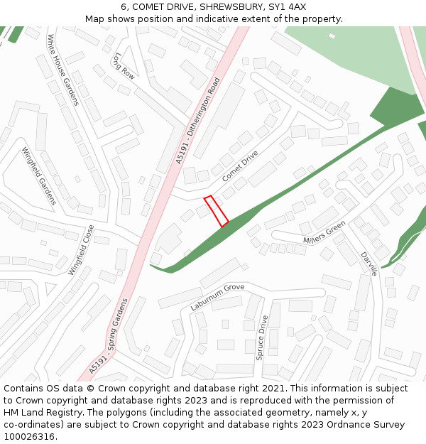 6, COMET DRIVE, SHREWSBURY, SY1 4AX: Location map and indicative extent of plot