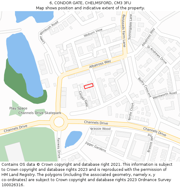 6, CONDOR GATE, CHELMSFORD, CM3 3FU: Location map and indicative extent of plot