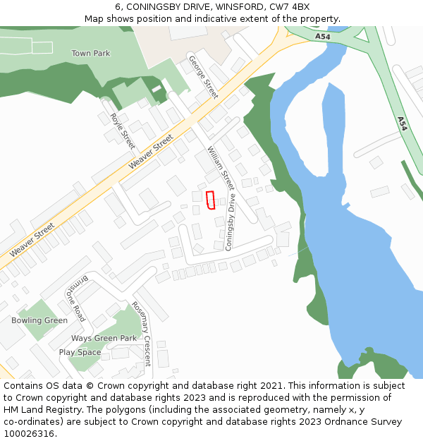 6, CONINGSBY DRIVE, WINSFORD, CW7 4BX: Location map and indicative extent of plot