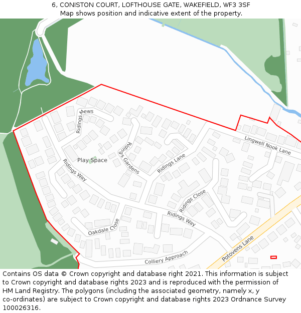 6, CONISTON COURT, LOFTHOUSE GATE, WAKEFIELD, WF3 3SF: Location map and indicative extent of plot