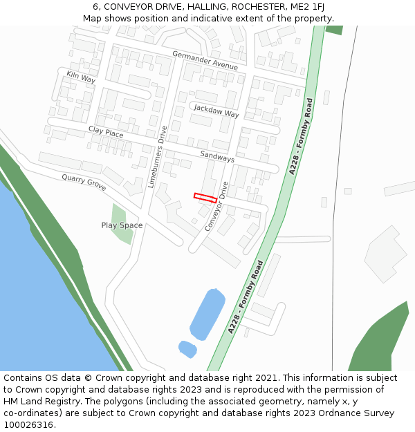 6, CONVEYOR DRIVE, HALLING, ROCHESTER, ME2 1FJ: Location map and indicative extent of plot