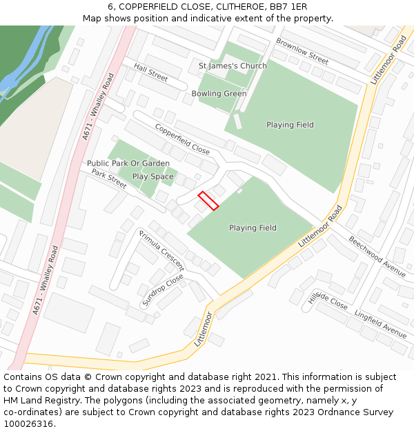 6, COPPERFIELD CLOSE, CLITHEROE, BB7 1ER: Location map and indicative extent of plot