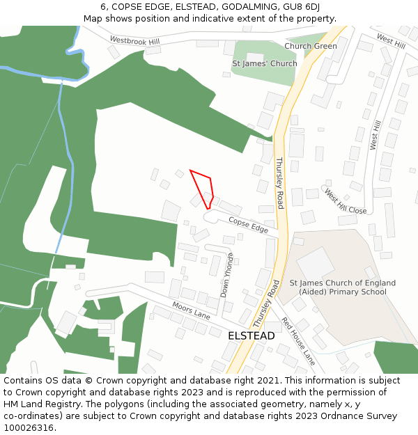 6, COPSE EDGE, ELSTEAD, GODALMING, GU8 6DJ: Location map and indicative extent of plot