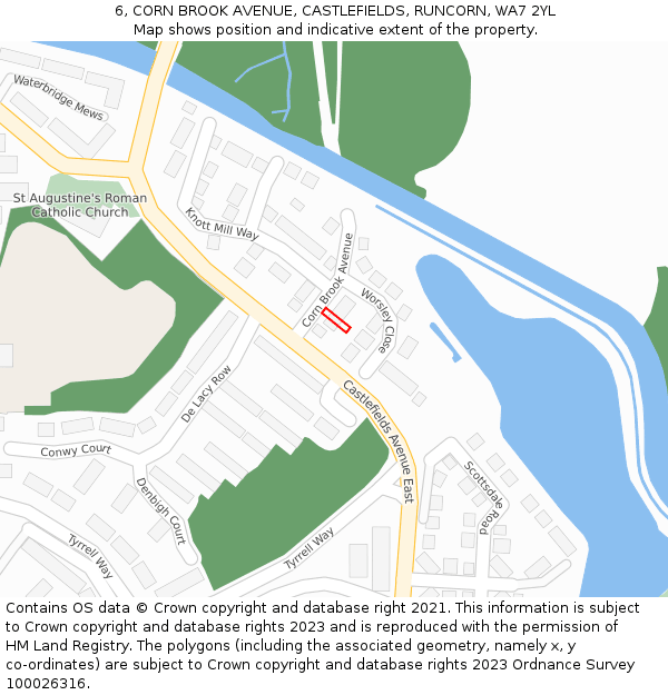 6, CORN BROOK AVENUE, CASTLEFIELDS, RUNCORN, WA7 2YL: Location map and indicative extent of plot