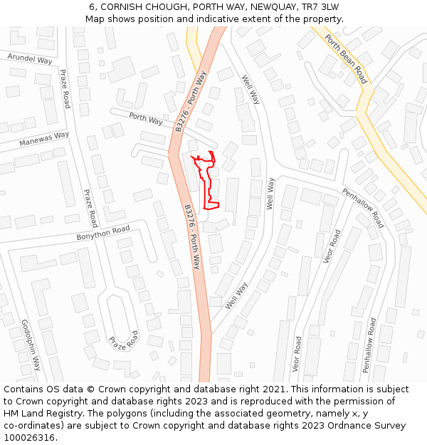 6, CORNISH CHOUGH, PORTH WAY, NEWQUAY, TR7 3LW: Location map and indicative extent of plot