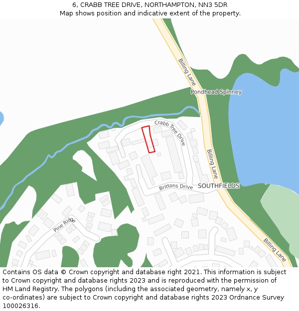 6, CRABB TREE DRIVE, NORTHAMPTON, NN3 5DR: Location map and indicative extent of plot