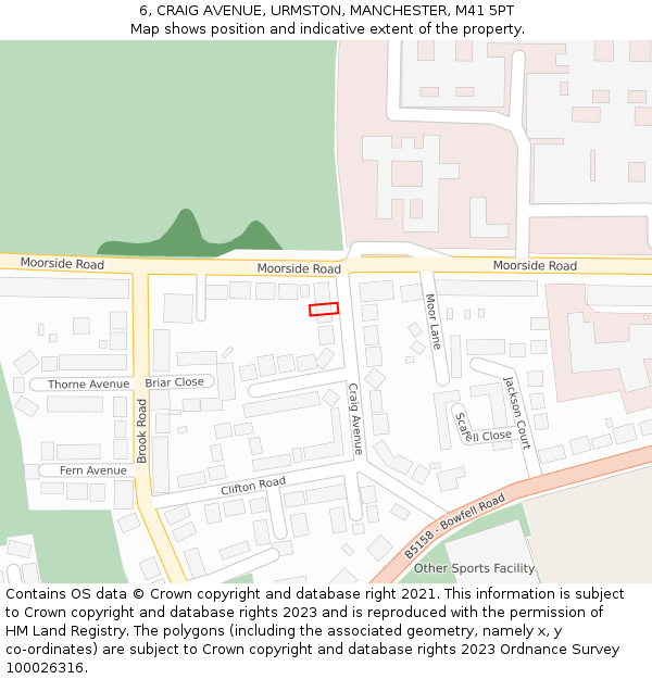 6, CRAIG AVENUE, URMSTON, MANCHESTER, M41 5PT: Location map and indicative extent of plot