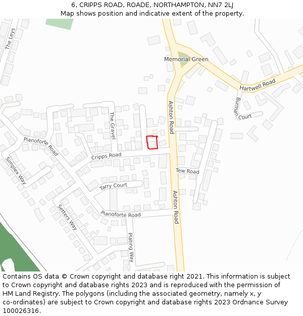 6, CRIPPS ROAD, ROADE, NORTHAMPTON, NN7 2LJ: Location map and indicative extent of plot