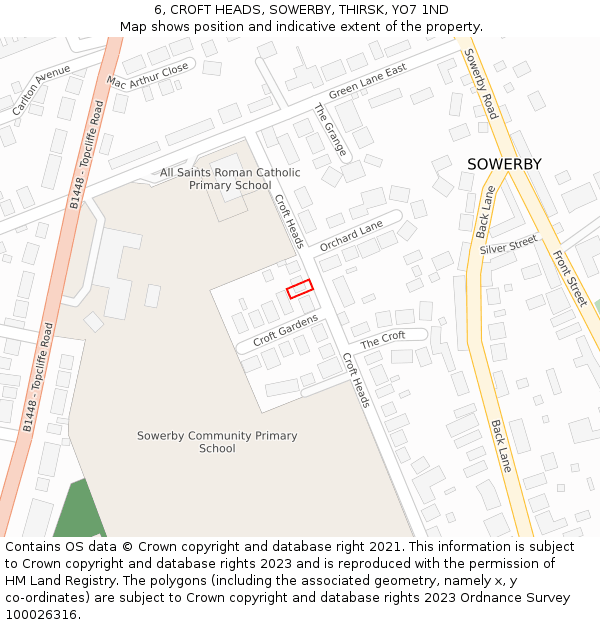 6, CROFT HEADS, SOWERBY, THIRSK, YO7 1ND: Location map and indicative extent of plot