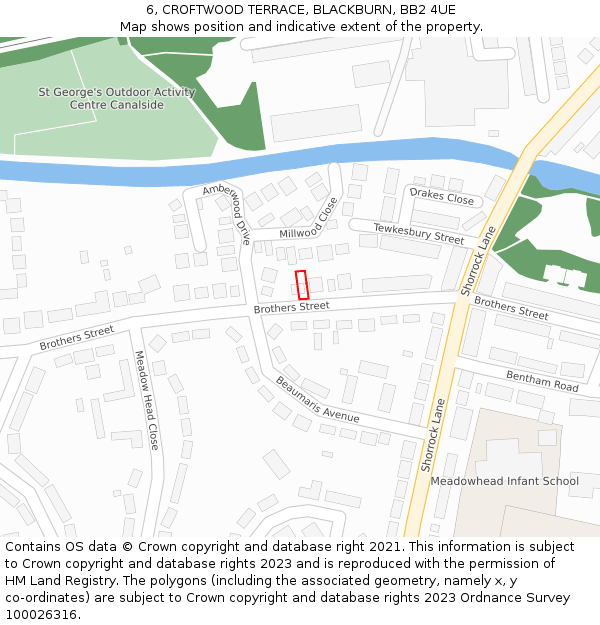 6, CROFTWOOD TERRACE, BLACKBURN, BB2 4UE: Location map and indicative extent of plot