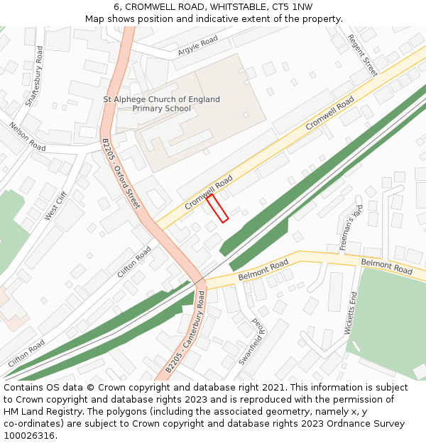 6, CROMWELL ROAD, WHITSTABLE, CT5 1NW: Location map and indicative extent of plot