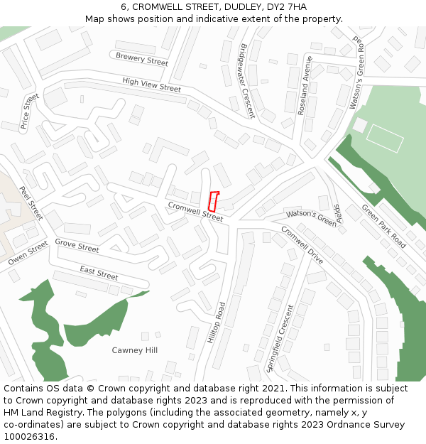 6, CROMWELL STREET, DUDLEY, DY2 7HA: Location map and indicative extent of plot