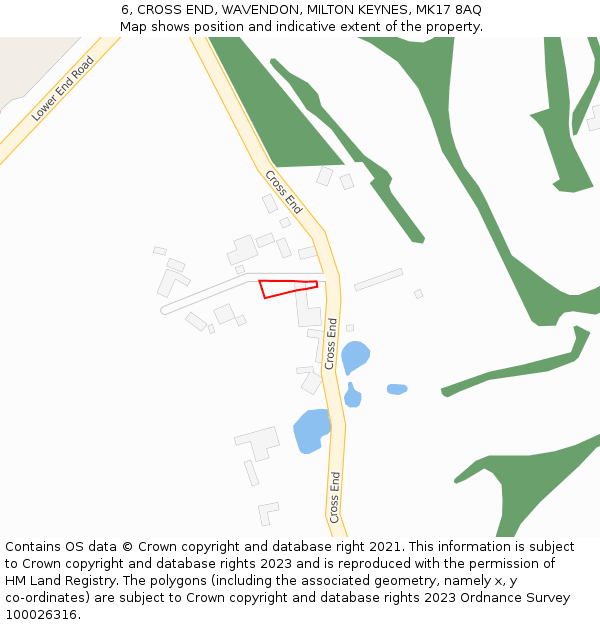 6, CROSS END, WAVENDON, MILTON KEYNES, MK17 8AQ: Location map and indicative extent of plot