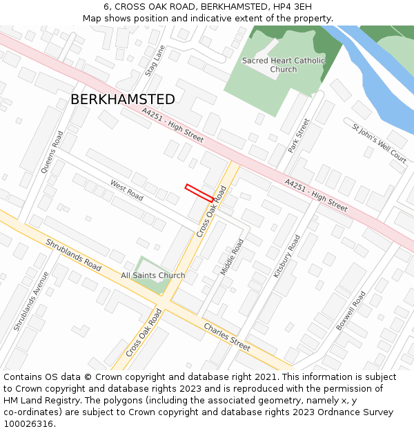 6, CROSS OAK ROAD, BERKHAMSTED, HP4 3EH: Location map and indicative extent of plot