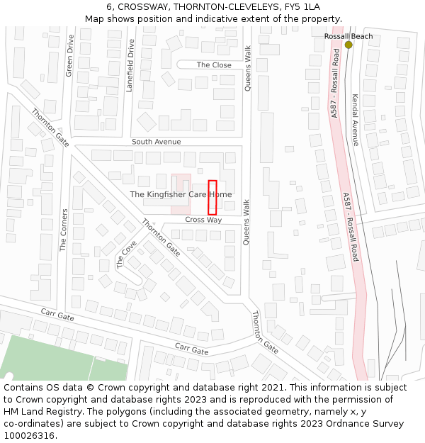 6, CROSSWAY, THORNTON-CLEVELEYS, FY5 1LA: Location map and indicative extent of plot