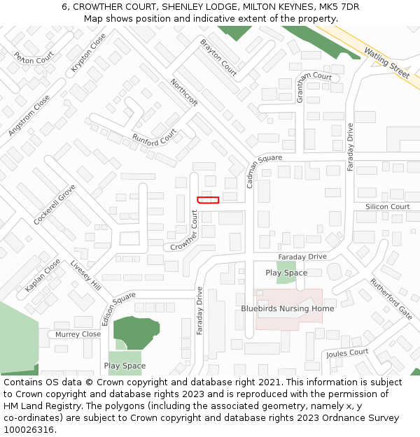 6, CROWTHER COURT, SHENLEY LODGE, MILTON KEYNES, MK5 7DR: Location map and indicative extent of plot