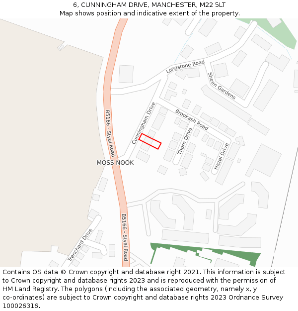 6, CUNNINGHAM DRIVE, MANCHESTER, M22 5LT: Location map and indicative extent of plot