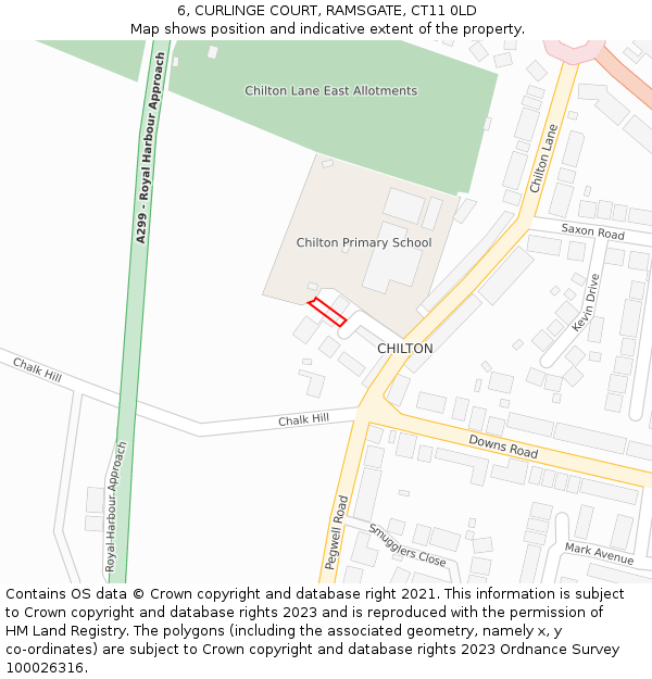 6, CURLINGE COURT, RAMSGATE, CT11 0LD: Location map and indicative extent of plot