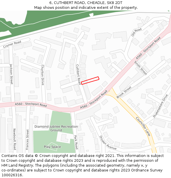 6, CUTHBERT ROAD, CHEADLE, SK8 2DT: Location map and indicative extent of plot