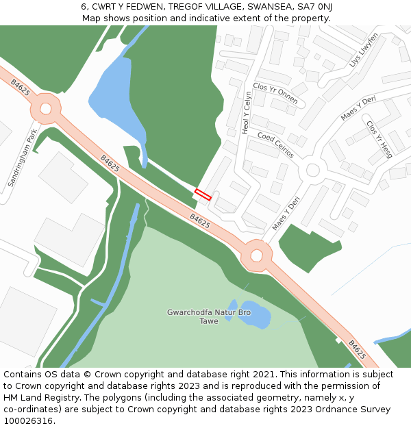 6, CWRT Y FEDWEN, TREGOF VILLAGE, SWANSEA, SA7 0NJ: Location map and indicative extent of plot