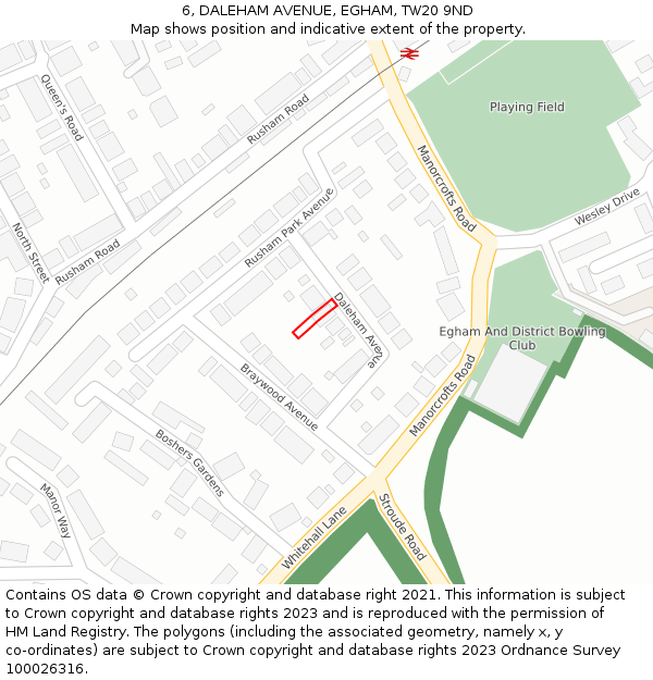 6, DALEHAM AVENUE, EGHAM, TW20 9ND: Location map and indicative extent of plot