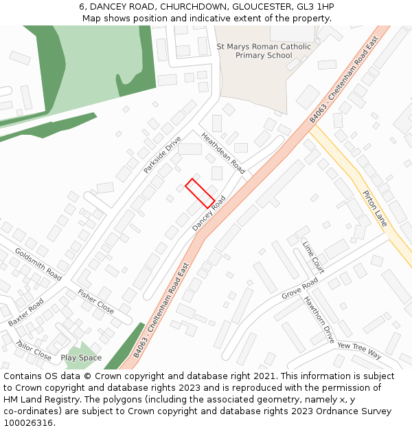 6, DANCEY ROAD, CHURCHDOWN, GLOUCESTER, GL3 1HP: Location map and indicative extent of plot