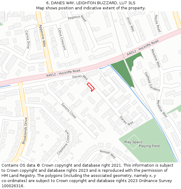 6, DANES WAY, LEIGHTON BUZZARD, LU7 3LS: Location map and indicative extent of plot