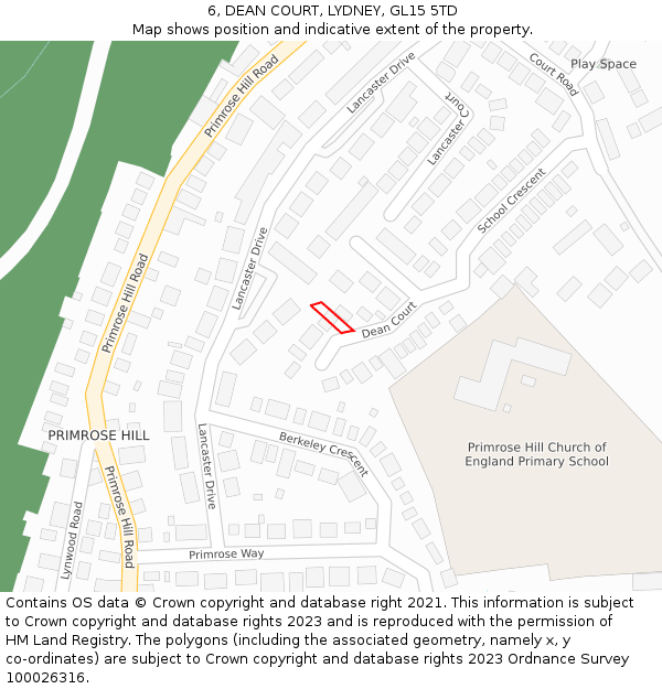 6, DEAN COURT, LYDNEY, GL15 5TD: Location map and indicative extent of plot