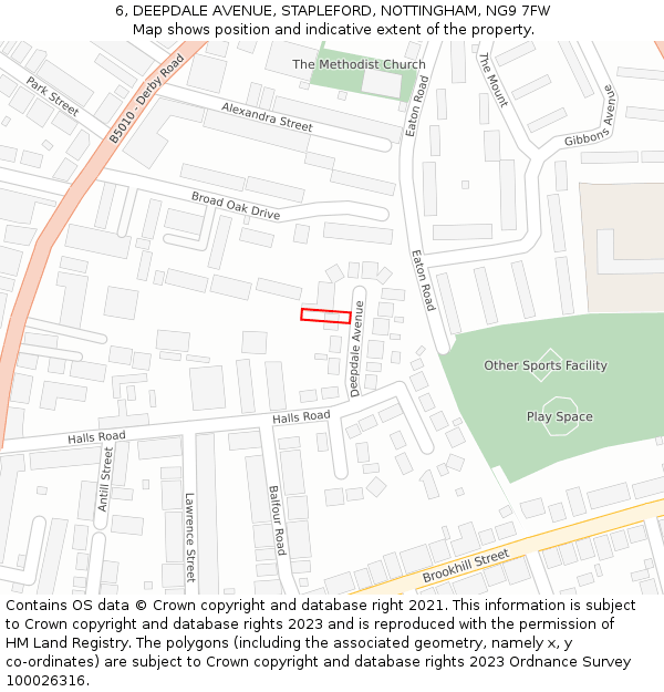 6, DEEPDALE AVENUE, STAPLEFORD, NOTTINGHAM, NG9 7FW: Location map and indicative extent of plot