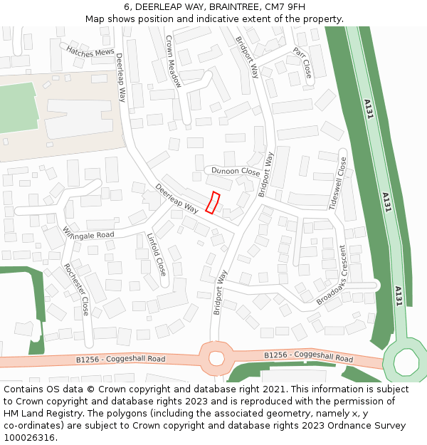 6, DEERLEAP WAY, BRAINTREE, CM7 9FH: Location map and indicative extent of plot