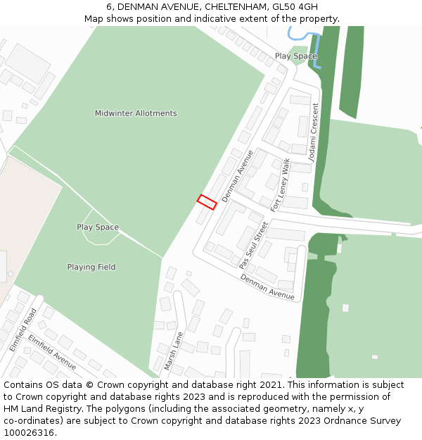 6, DENMAN AVENUE, CHELTENHAM, GL50 4GH: Location map and indicative extent of plot