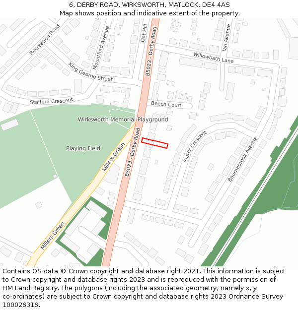 6, DERBY ROAD, WIRKSWORTH, MATLOCK, DE4 4AS: Location map and indicative extent of plot