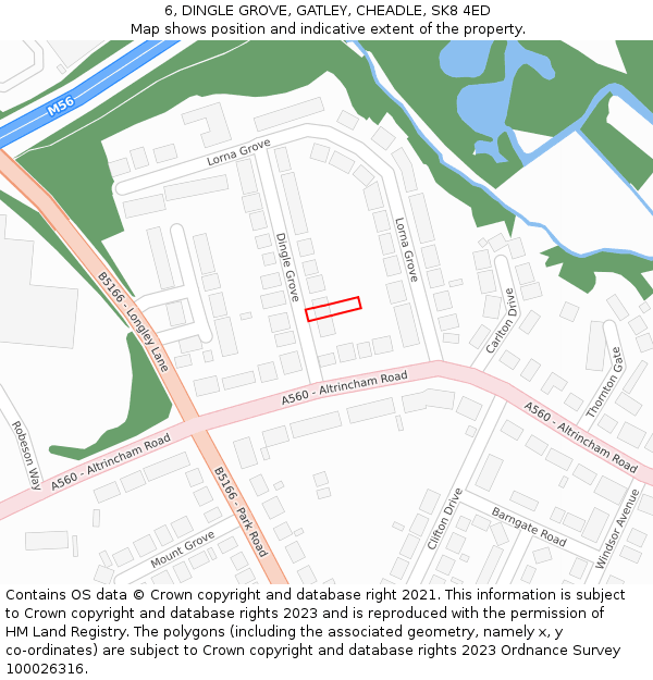 6, DINGLE GROVE, GATLEY, CHEADLE, SK8 4ED: Location map and indicative extent of plot