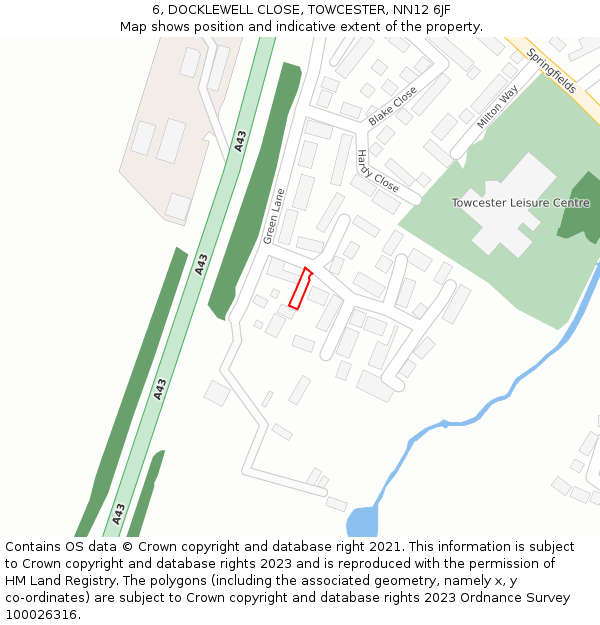 6, DOCKLEWELL CLOSE, TOWCESTER, NN12 6JF: Location map and indicative extent of plot