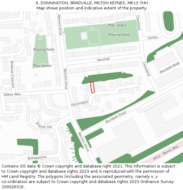 6, DONNINGTON, BRADVILLE, MILTON KEYNES, MK13 7HH: Location map and indicative extent of plot