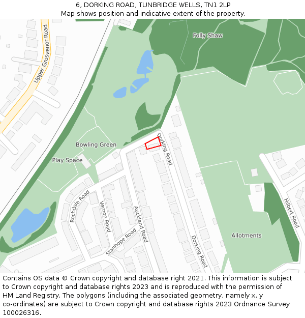 6, DORKING ROAD, TUNBRIDGE WELLS, TN1 2LP: Location map and indicative extent of plot